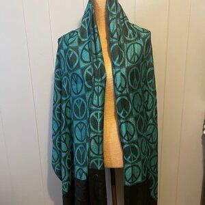 Blue and Black Peace Sign Pashmina/Scarf